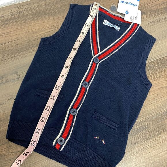 Mayoral Boys Wool Blend Navy Knit Button Sweater Vest Size 2 NWT Style 4320 - Picture 8 of 9